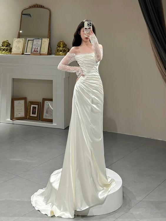 Princess Simple Dress, Ivory Prom Dress, Evening Dress, Feminine Party formalgowns Princess Simple Dress, Ivory Prom Dress, Evening Dress, Feminine Party formalgowns