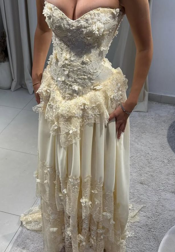 Yellow A Line Sweetheart Neck Long Prom Dress Evening Dress With Applique fg8222