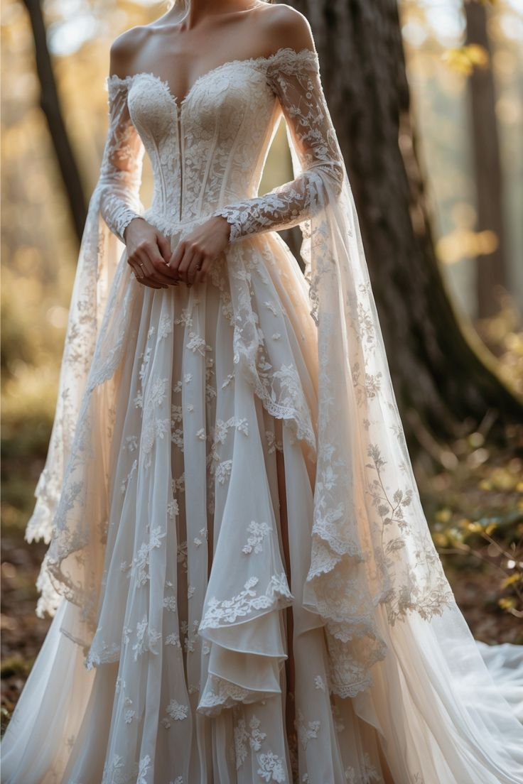 Fairytale Forest Bridal Gown Lace Wedding Dress fg8408  formalgowns