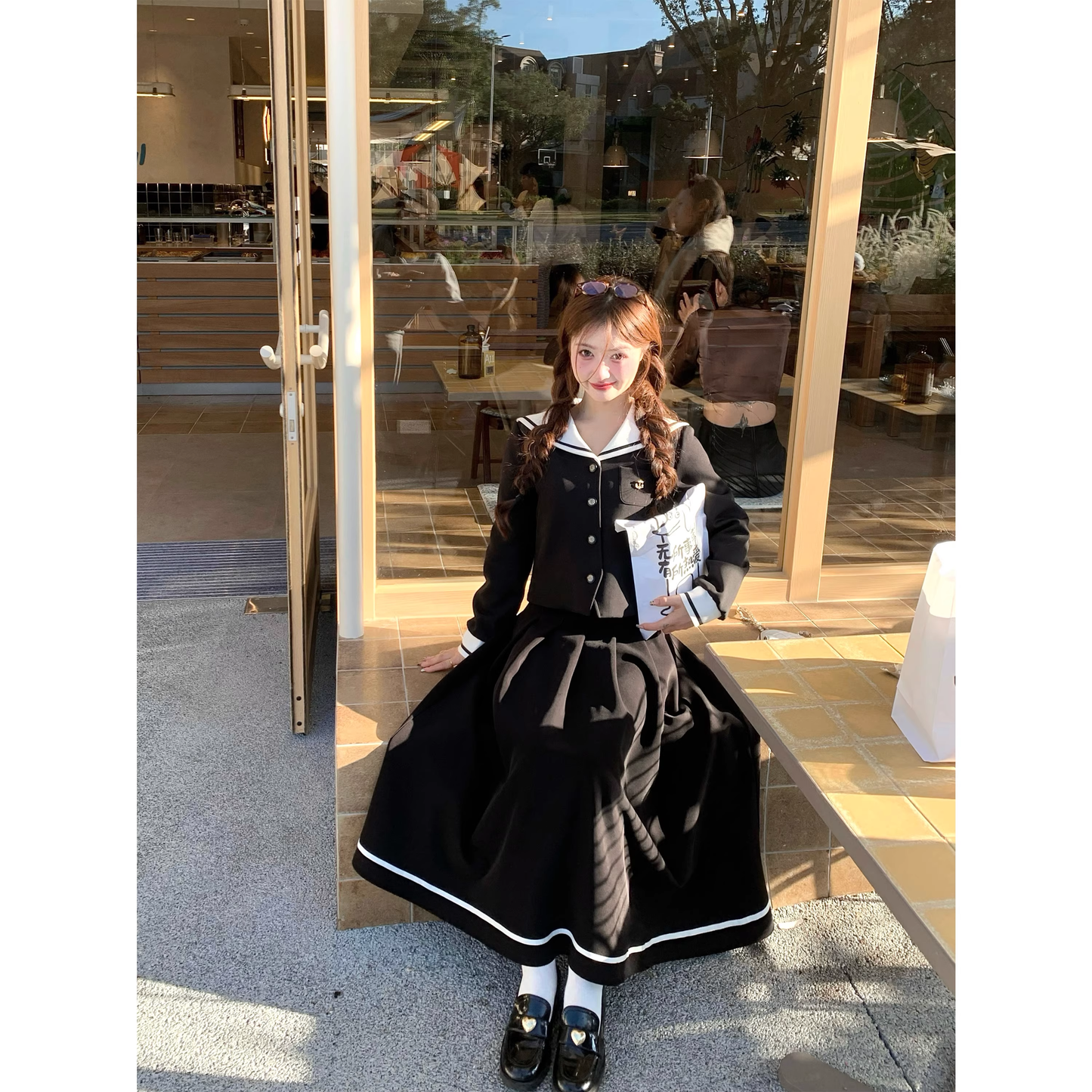 Pleated long skirt suit for autumn and winter A83