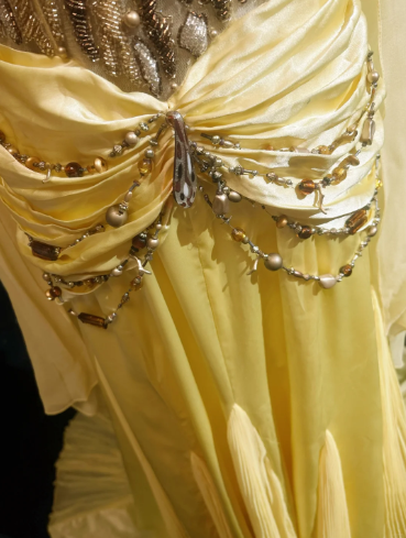 Classy Yellow Chiffon Prom Party Dress Beads Evening Gowns fg8596