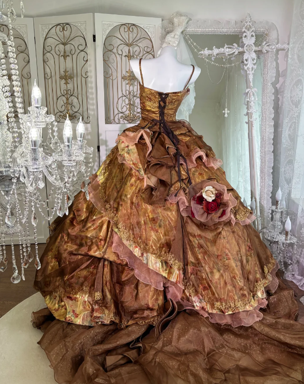 Ball Gown Brown Prom Party Dress Sweet 16 Birthday Dress fg8658