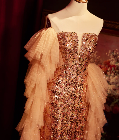 Robe de soirée longue sirène colorée à paillettes, tenue de remise de diplôme fg8362