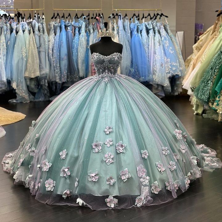 A-Line Tulle Appliques Quinceanera Dress Sweet 16 Ball Gown fg6822
