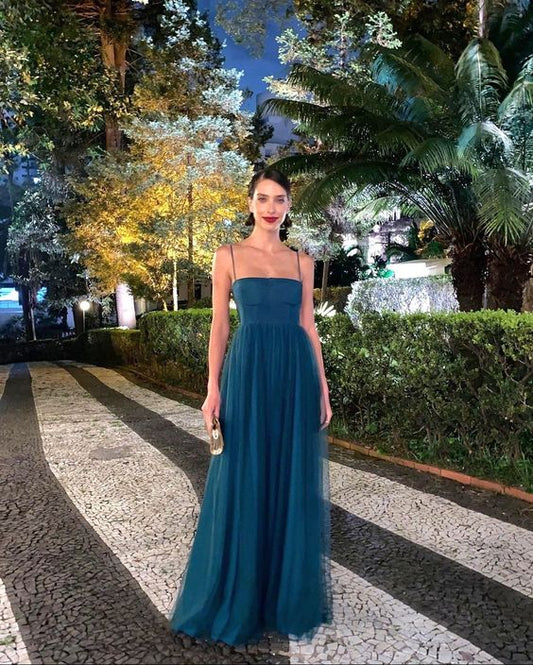 Robe de soirée simple à bretelles spaghetti en tulle, nouvelle collection fg6828