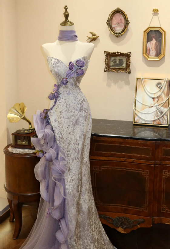 Buntes Meerjungfrau-Partykleid mit Pailletten und langen Abschlusskleidern fg8362