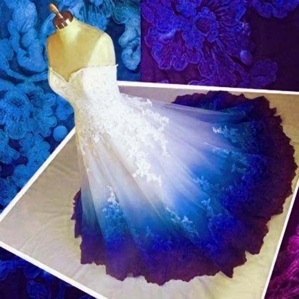 Colorful Ombré Wedding Dress Ball Gown fg2685