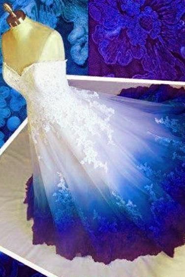 Colorful Ombré Wedding Dress Ball Gown fg2685