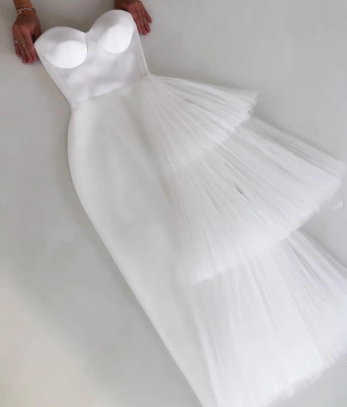 White evening dress Sexy Prom Dress fg2873