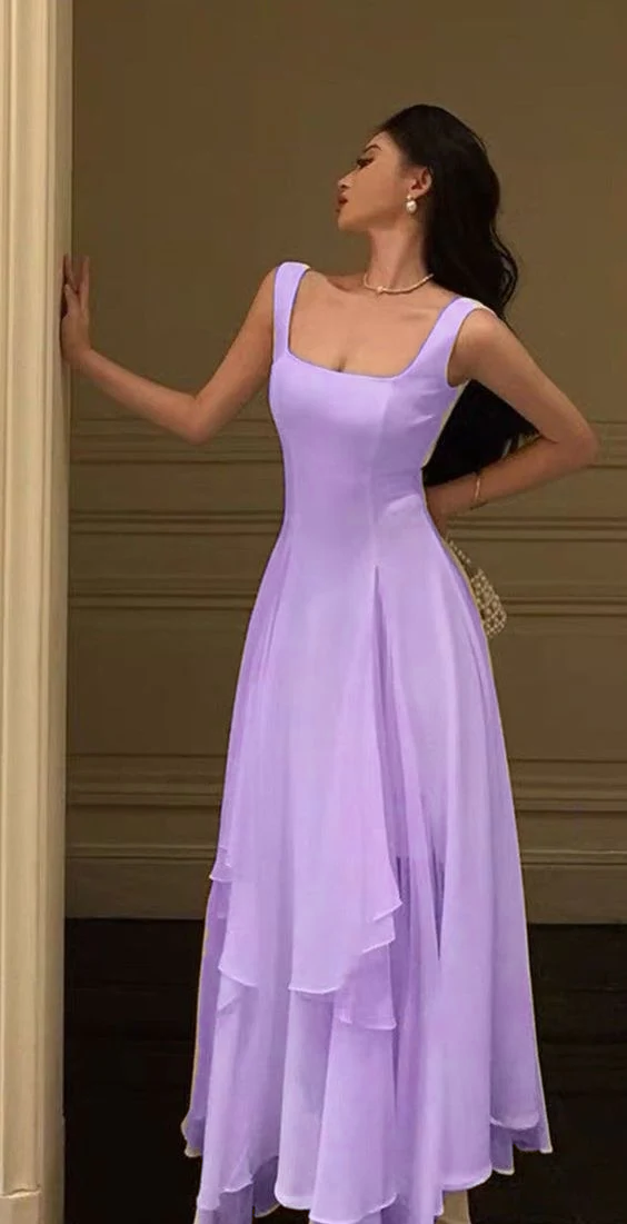 Robe de bal trapèze en mousseline de soie, robe de soirée longue, robe de soirée fg3712
