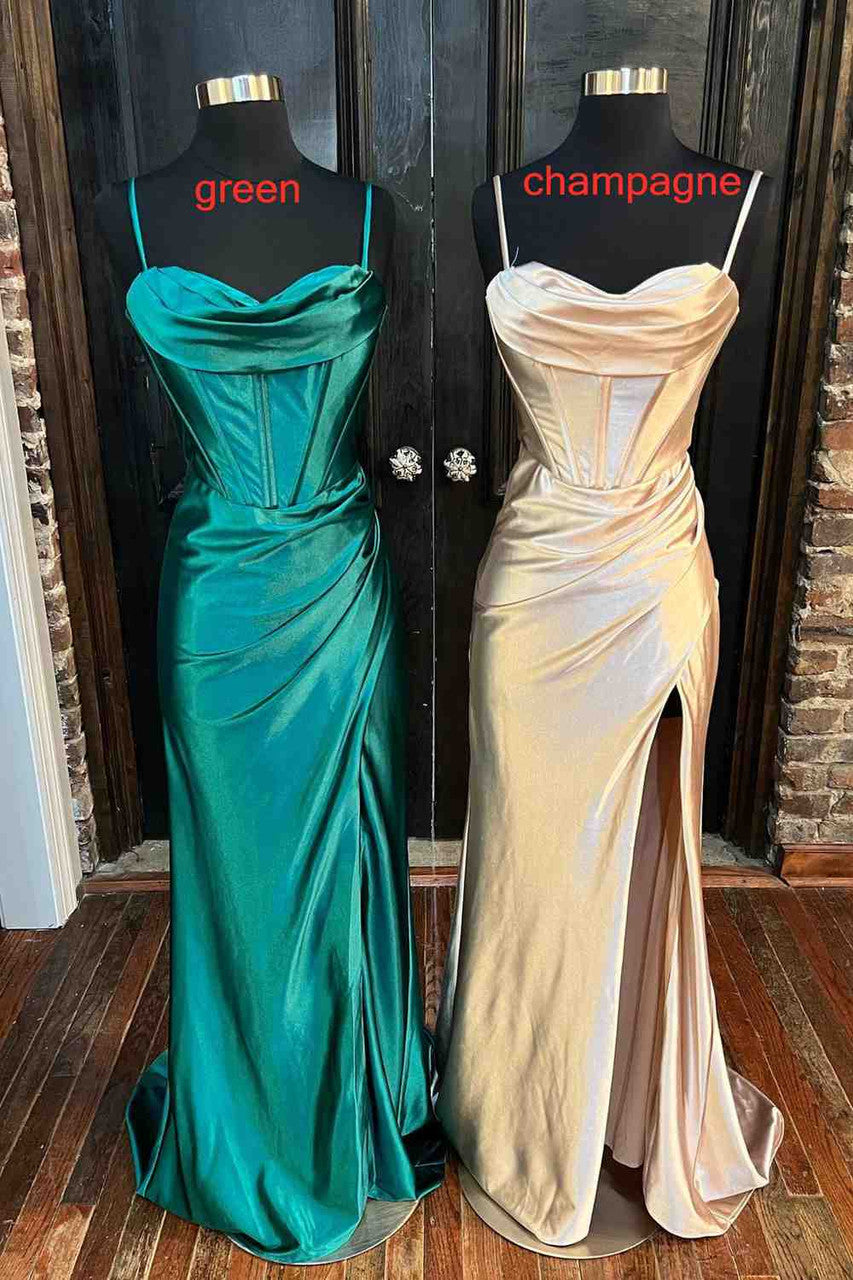 Burgundy Long Prom Dress with High Slit,Formal Graduation Evening Dresses fg4760