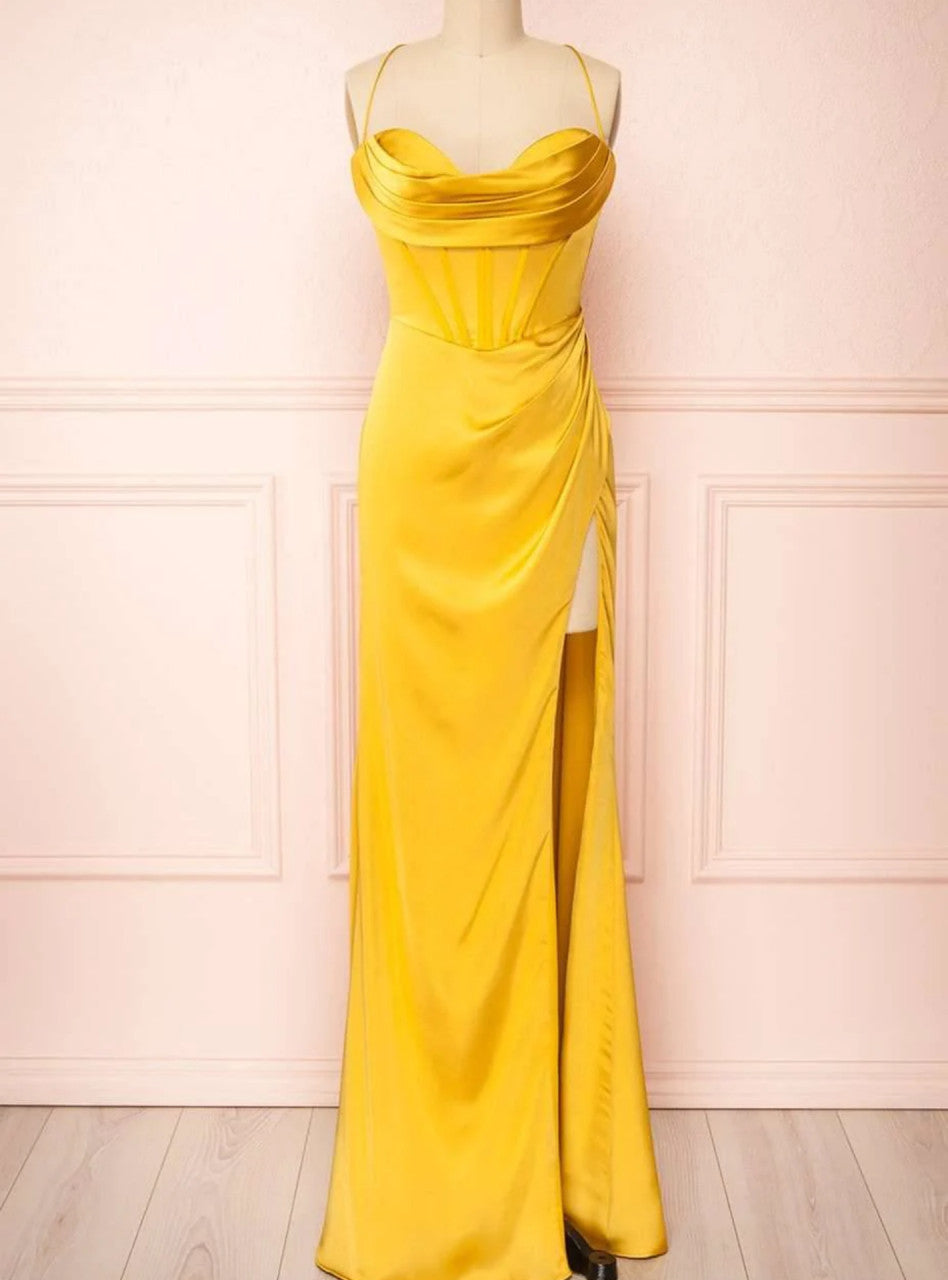 Burgundy Long Prom Dress with High Slit,Formal Graduation Evening Dresses fg4760