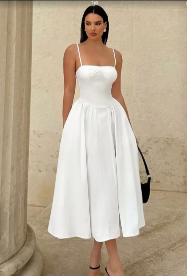Simple Straps Sleeveless Party Dress White Prom Dress fg5334