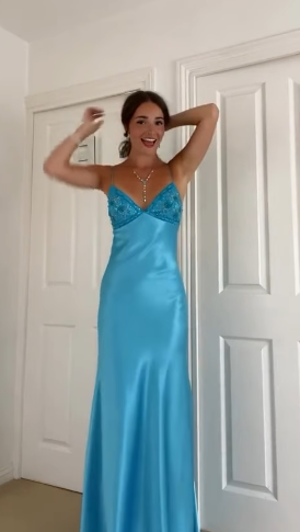 Long Evening Prom Dresses, Custom Blue Prom Dress fg6364