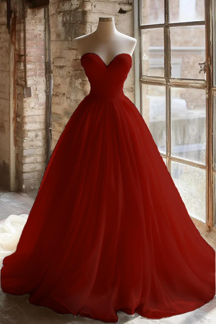 A Line Strapless Unique Long Wedding Dress Evening Party Dresses fg7736