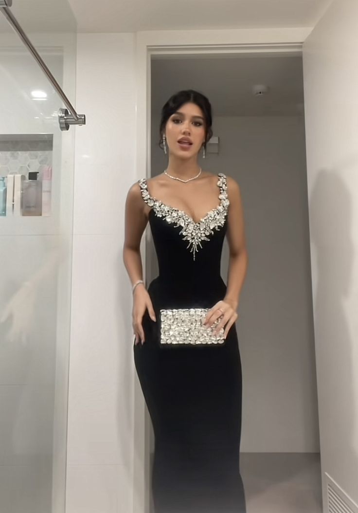Robe de soirée longue noire style sirène sexy fg7763