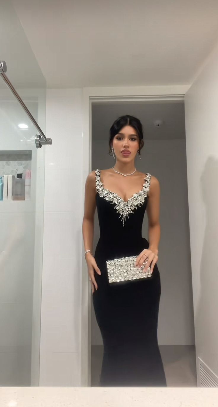 Robe de soirée longue noire style sirène sexy fg7763
