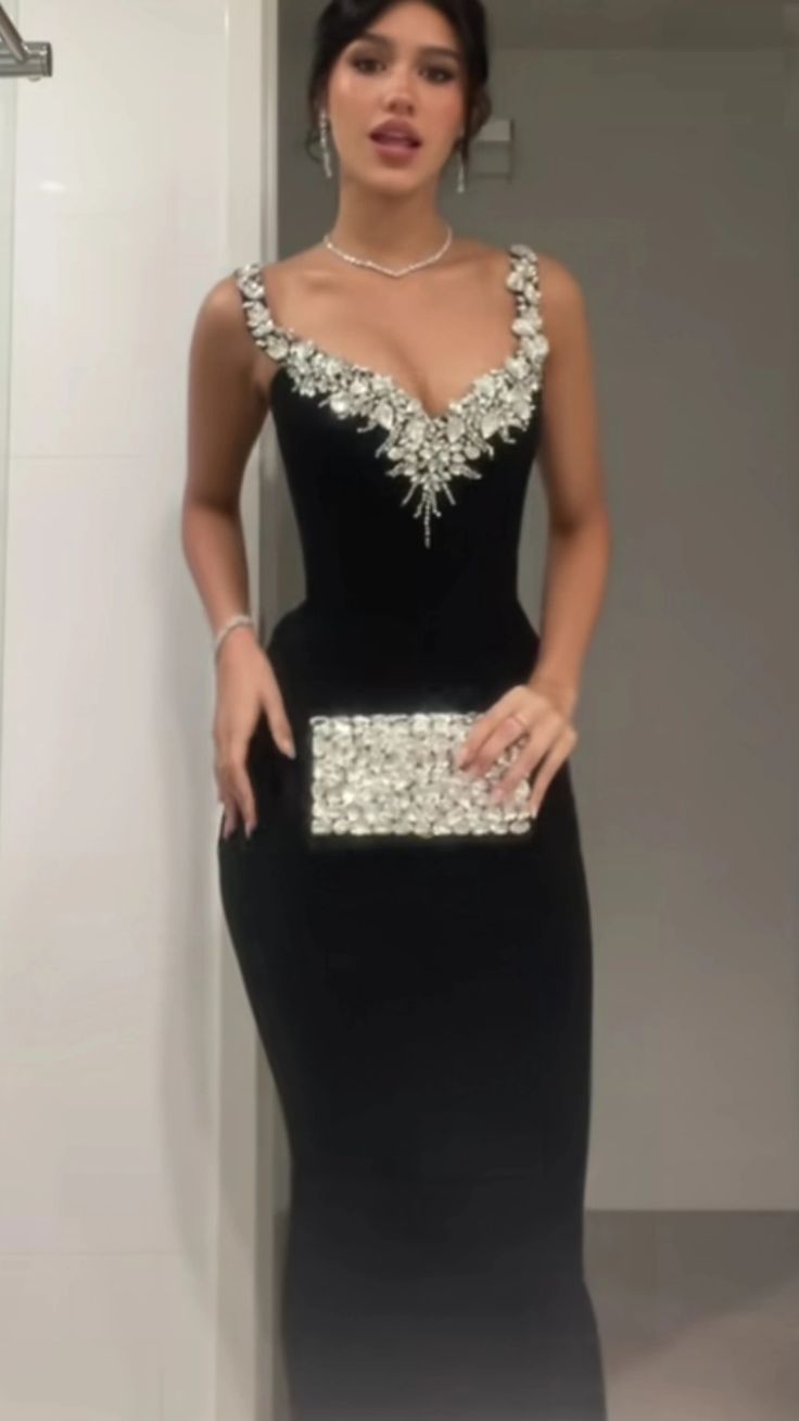 Robe de soirée longue noire style sirène sexy fg7763