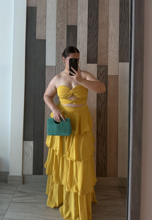 A Line Strapless Yellow Prom Party Dress Evening Dress Birthday Outfit  fg8281