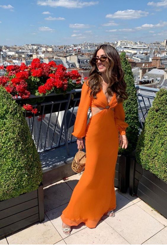Simple orange evening dresses, long prom dress fg3040