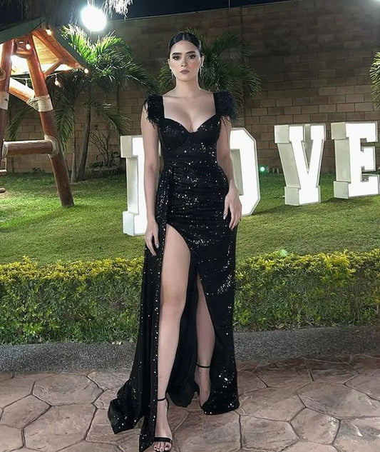 Robe de bal tendance noire et sexy, fg2846