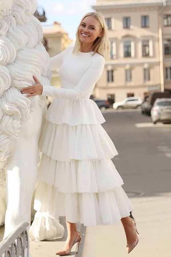 Long Sleeves Prom Dress with Layered Skirt fg2953 formalgowns Long Sleeves Prom Dress with Layered Skirt fg2953 formalgowns