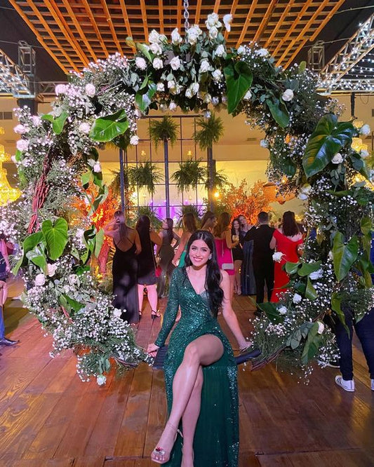 Robe de bal tendance, robe de soirée verte sexy fg2847
