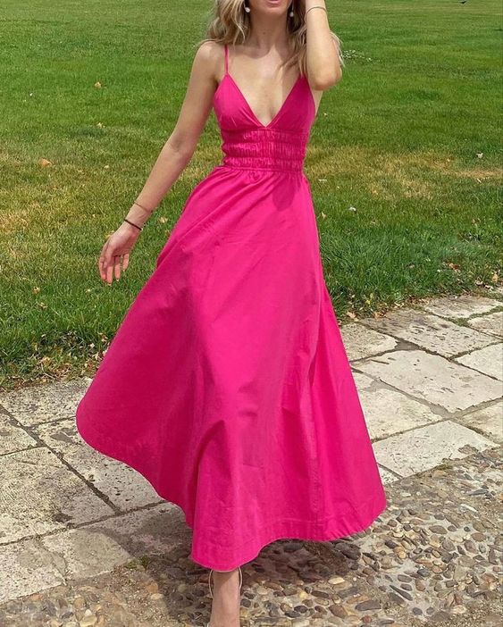 A-line Spaghetti Straps V-neck Prom Dress Formal Evening Dress fg3011