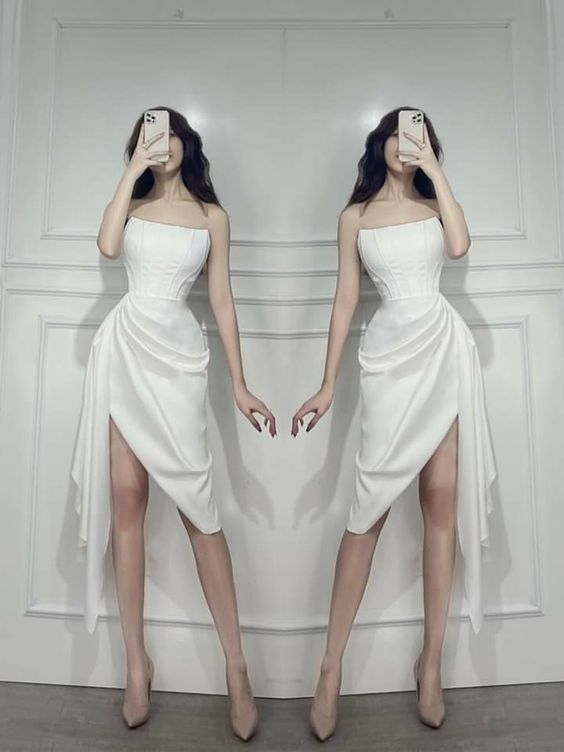 Charmante robe de bal blanche, robe de soirée fg2715