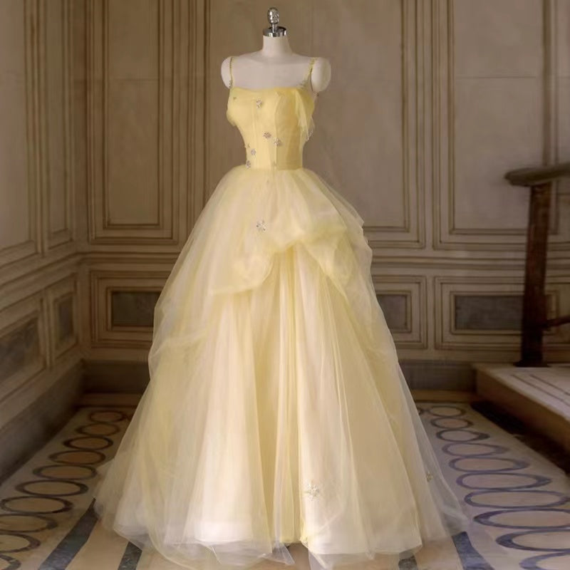 Simple party dress, birthday fairy dress, socialite senior yellow prom formalgowns Simple party dress, birthday fairy dress, socialite senior yellow prom formalgowns