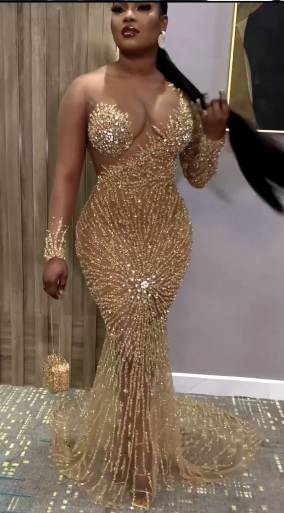 Sexy Mermaid Prom Dress With Sleeves , Formal Evening Dress fg3144