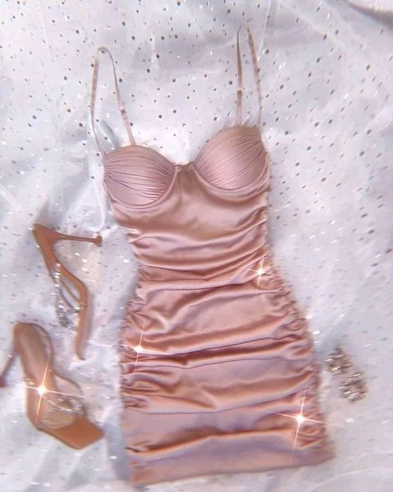 Robe de soirée courte rose, robe de cocktail fg3054