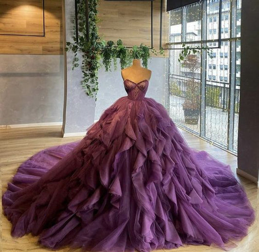 Robe de bal violette, robe de soirée, fg2801