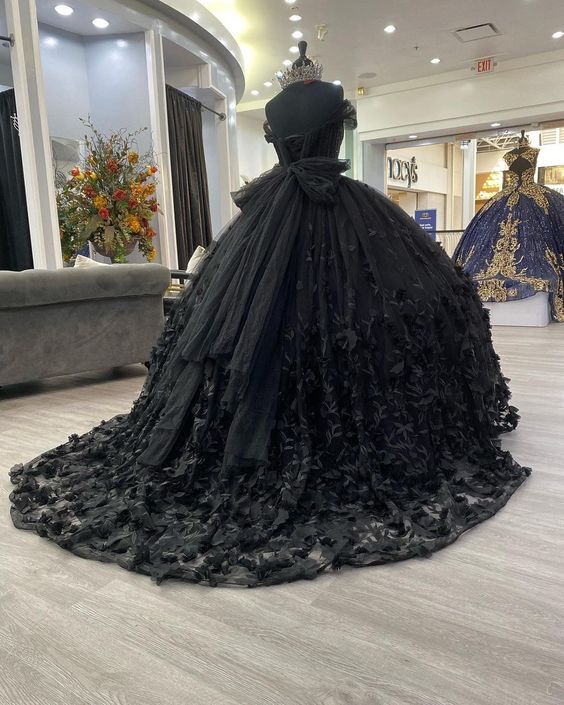 Black quinceañera dress Ball Gown Prom Dresses Evening Gown fg2863