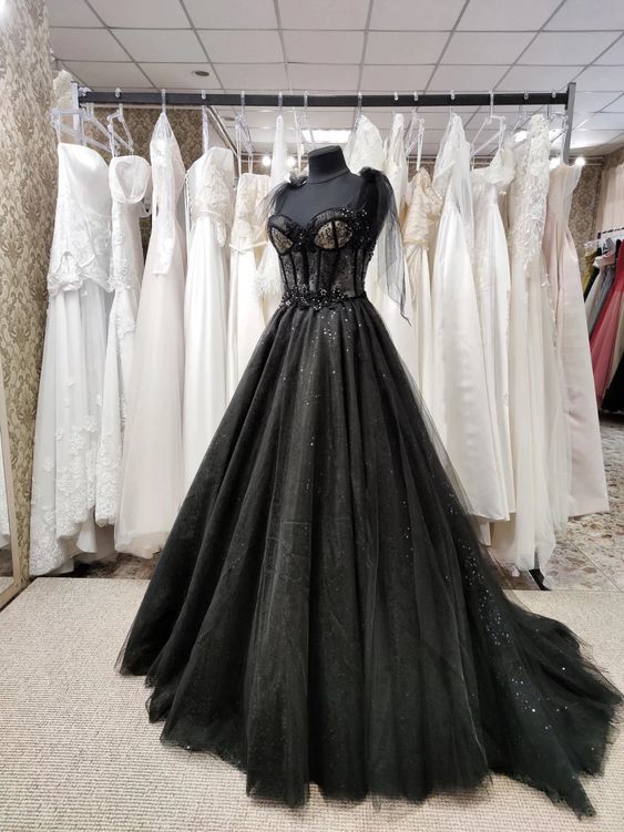 Black Wedding Dresses with Beaded Lace Appliques fg2666 formalgowns Black Wedding Dresses with Beaded Lace Appliques fg2666 formalgowns