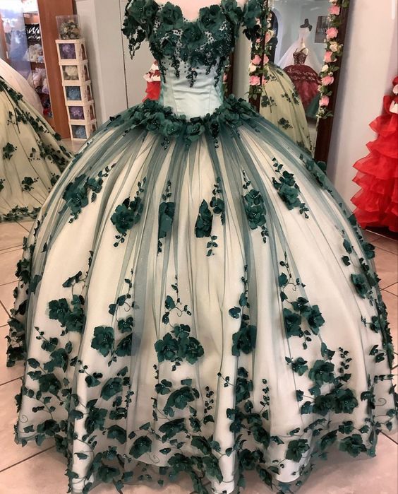 green quinceanera homecoming dresses Green quinceaera dress Ball Gown Prom Dresses Evening Gown fg2867