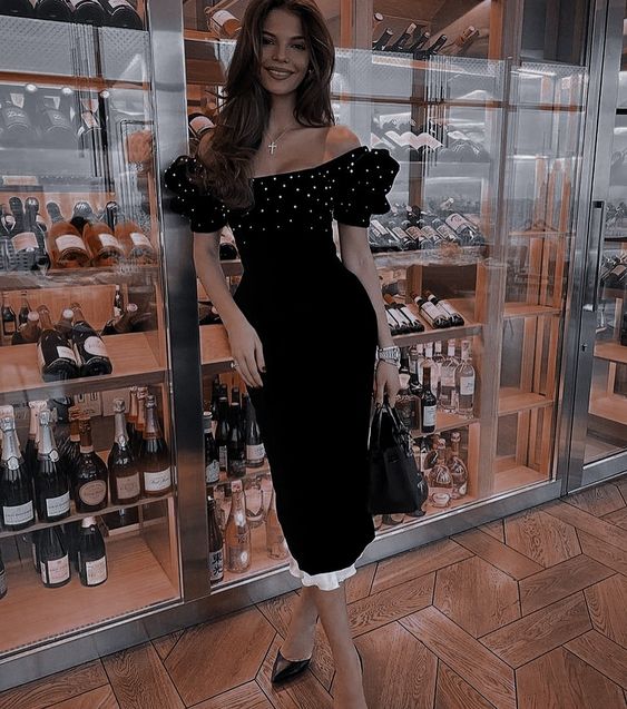 Robe de bal tendance noire et sexy, fg2848