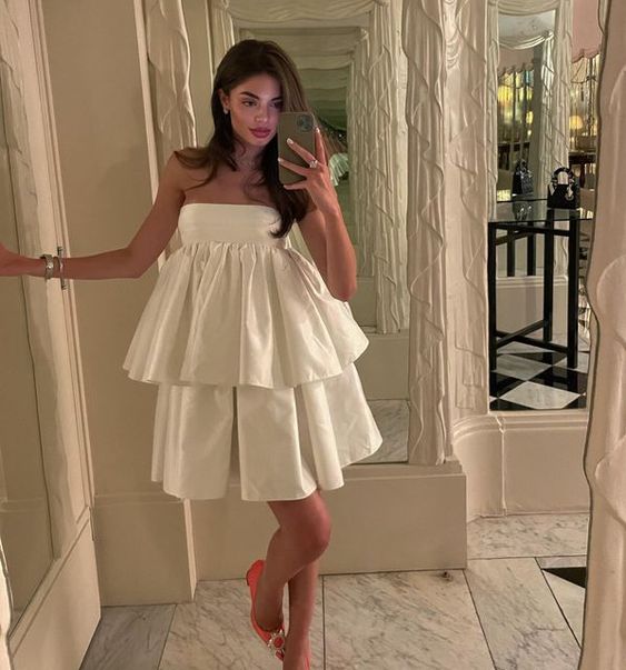 beautiful short dresses for party Kayla Ruffled Cute Homecoming Dress Lilac / XSmall short party dress Beautiful Light Grey Tulle Short