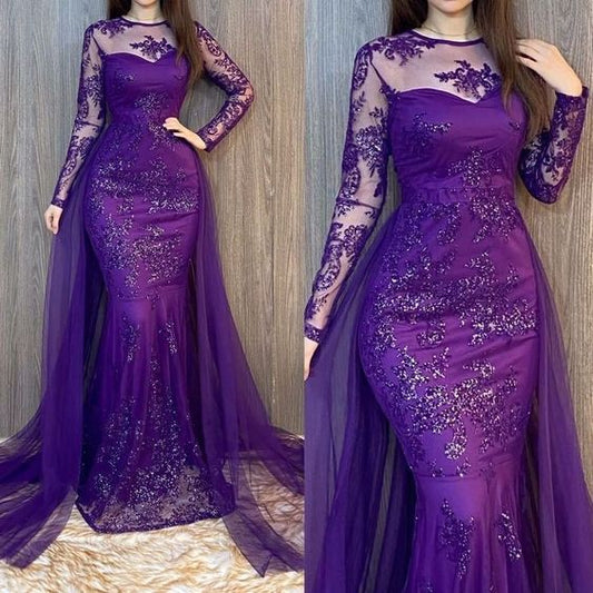 Robe de soirée violette longue et sexy fg2865