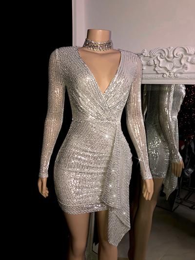 Silver Sequin Short Party Dress,Cocktail Dresses fg3100 formalgowns Silver Sequin Short Party Dress,Cocktail Dresses fg3100 formalgowns