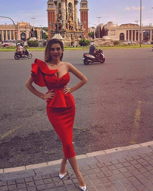 Robe de soirée rouge, charmante robe de soirée fg1396