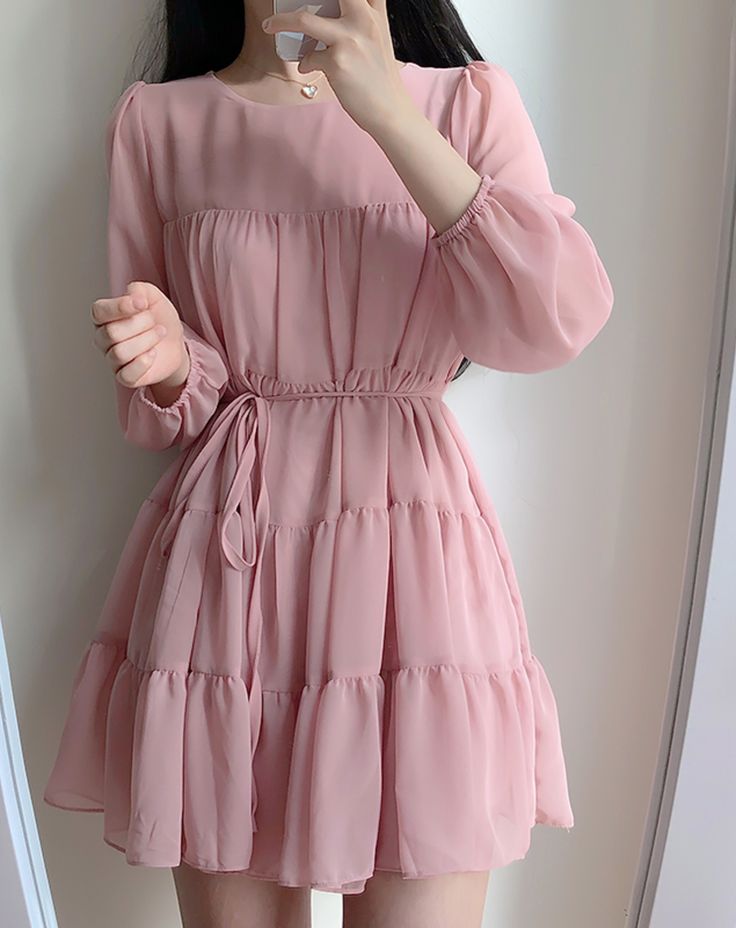 Jolies robes de soirée roses à manches courtes et longues fg1905