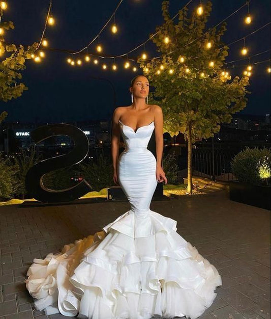 Robe de bal longue blanche style sirène fg2574