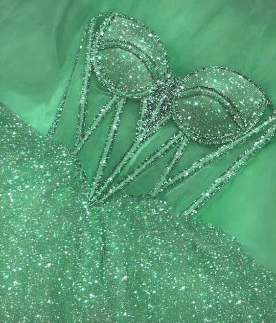 Robe de soirée verte sexy sans manches, robe de bal fg2507