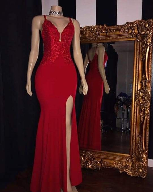 Robe de soirée rouge, jolie robe de bal rouge faite main fg1817
