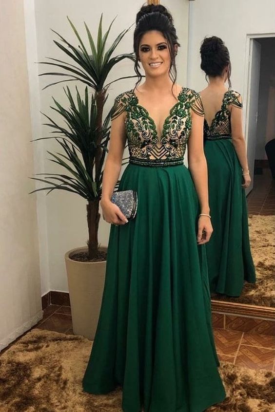 Grünes langes Ballkleid, Abendkleid fg2627