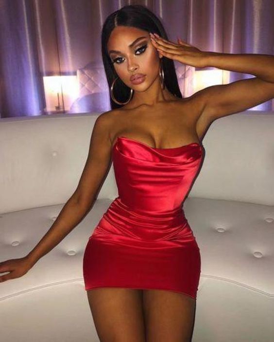 Stylish Sheath Strapless Red Short Homecoming Dress fg1099