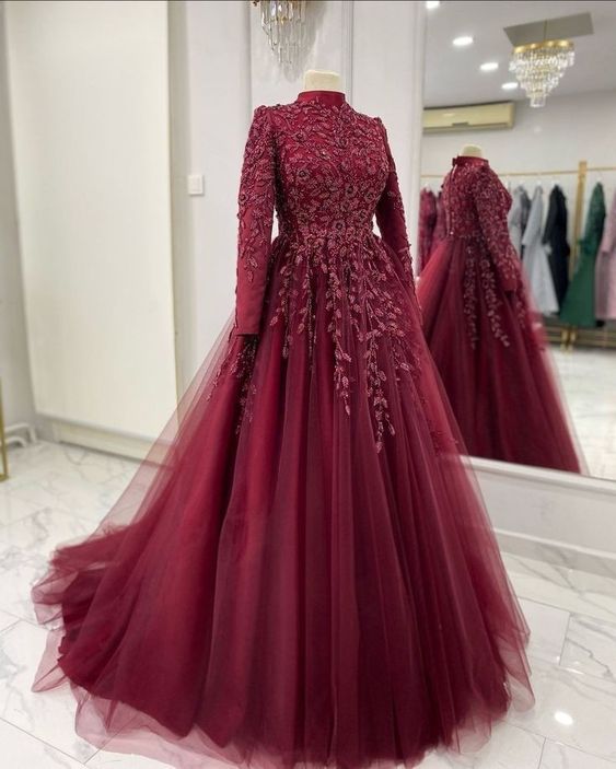 Burgundy Prom Dresses, Formal Evening Dresses fg1746