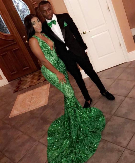 Robe de soirée sirène verte à la mode, nouvelle collection fg2035