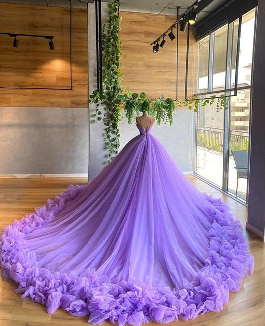 Robe de bal bouffante, robe de bal violette, robe de bal en tulle, robe de bal perlée, robe de soirée plissée, robe de bal de Quinceanera fg2055